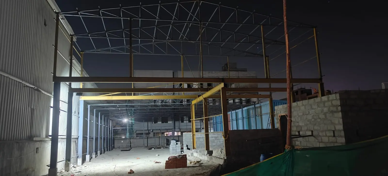 Kundrathur PEB project internal steel structure progress