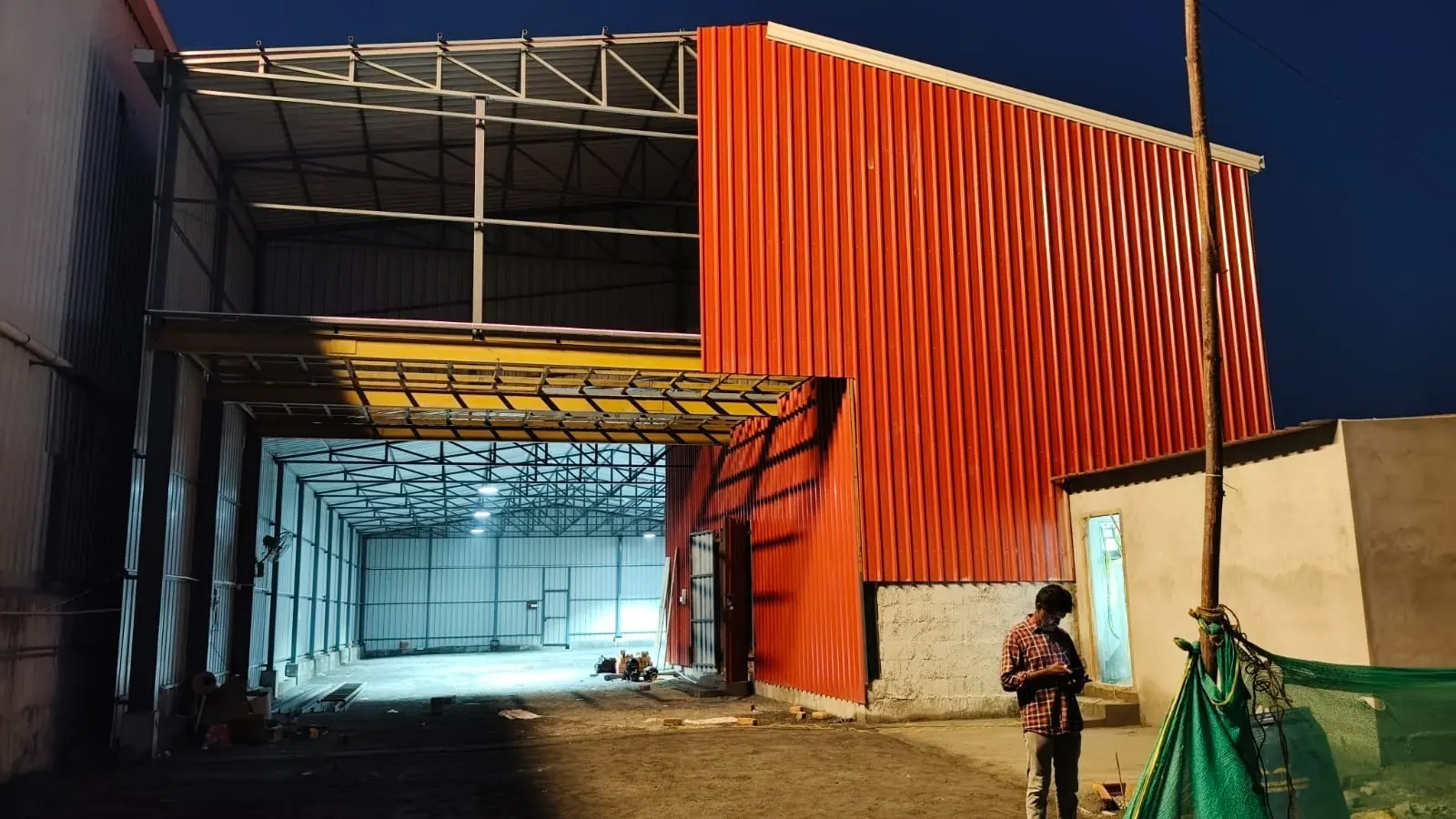 Kundrathur PEB project finished warehouse entry and facade